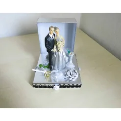 Geschenkbox Silberne Hochzeit – Elegante Deko-Box mit Silberpaar & Blüten – Geldgeschenk 25. Hochzeitstag