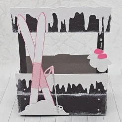 Geschenkbox Ski-Wichteline | Handgefertigt | Box für Geldgeschenke & Gutscheine | Abnehmbarer Anhänger | Winter-Deko