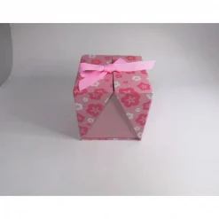 Geschenkbox Valentinstag Muttertag mit Plüschmaus auf Herz – Rosa Pop Up Box 10x10x10 cm