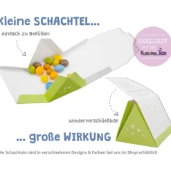 Geschenkbox zum Befüllen - Gastgeschenk - auch als Tischkarte nutzbar - hellgrün-weiß