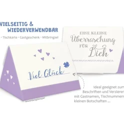 Geschenkbox zum Befüllen - Gastgeschenk - auch als Tischkarte nutzbar - flieder-weiß