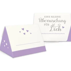 Geschenkbox zum Befüllen - Gastgeschenk - auch als Tischkarte nutzbar - flieder-weiß