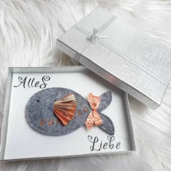 Geschenkbox/Geldgeschenkbox Fisch zur Taufe/Kommunion/Konfirmation/Firmung