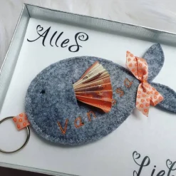 Geschenkbox/Geldgeschenkbox Fisch zur Taufe/Kommunion/Konfirmation/Firmung