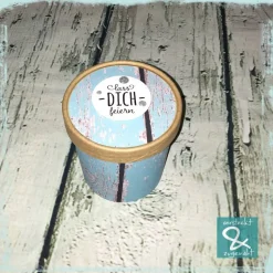 Geschenk/Dekobecher "lass Dich feiern", hellblau