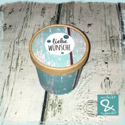 Geschenk/Dekobecher "liebe Wünsche", petrol