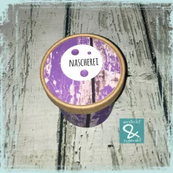Geschenk/Dekobecher "Nascherei", lila
