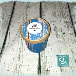 Geschenk/Dekobecher "Viele Wünsche", mittelblau