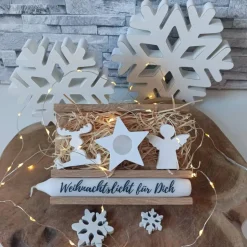 Geschenke Set Weihnachten – Handgemachtes Kerzenset mit Raysin-Deko & Kerzenhalter