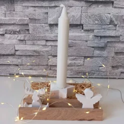 Geschenke Set Weihnachten – Handgemachtes Kerzenset mit Raysin-Deko & Kerzenhalter