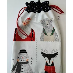 Geschenkebeutel Nr. 1-4 aus Baumwolle Patchworkstoff – Weihnachtsmotive, gefüttert, 20x30cm, Handmade