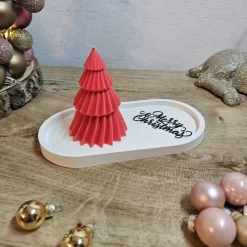 Geschenkeset - Rillentannenbaum mit Untersetzer- Text: Merry Christmas