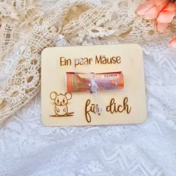 Geschenkidee aus Holz | Karte aus Holz | Holzgrußkarte | Geldgeschenk Geburtstag | Ein paar Mäuse für dich