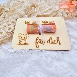 Geschenkidee aus Holz | Karte aus Holz | Holzgrußkarte | Geldgeschenk Geburtstag | Ein paar Mäuse für dich
