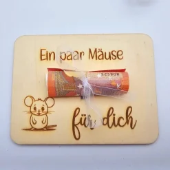 Geschenkidee aus Holz | Karte aus Holz | Holzgrußkarte | Geldgeschenk Geburtstag | Ein paar Mäuse für dich