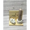 Geschenkidee zum Geburtstag „Happy Birthday“ Kerzenhalter Kerze Schweinchen Glücksschwein Schwein Raysin Holz Geschenk