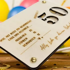 Geschenkkarten Holz „50. Geburtstag