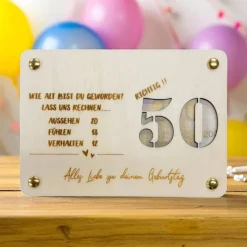 Geschenkkarten Holz „50. Geburtstag