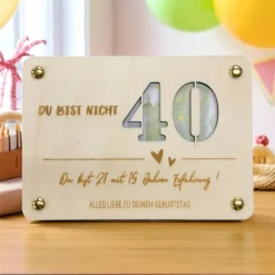 Geschenkkarten Holz „40. Geburtstag