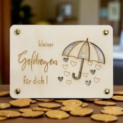 Geschenkkarten Holz „Geldregen