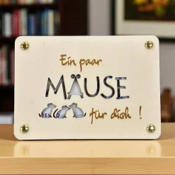 Geschenkkarten Holz „Mäuse" Nr. 05