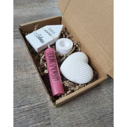 Geschenkkarton * Lieblingsmensch *aubergine Kerze * Du&Ich zuhause * Haus * Herz * Kerzenhalter