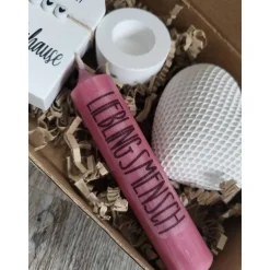 Geschenkkarton*für Dich*altrosa Kerze*Lieblingsmensch*Kerzenhalter*Du & ich Zuhause*Herz