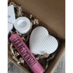 Geschenkkarton*für Dich*altrosa Kerze*Lieblingsmensch*Kerzenhalter*Du & ich Zuhause*Herz