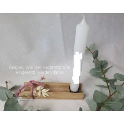 Geschenkkerzen - Stabkerze mit Spruch -Geburtstagskind- Dekoriert mit Holz