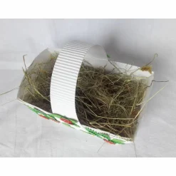 Geschenkkörbchen mit Erdbeeren als Osternest oder Frühlingsdeko/Tischdeko aus Wellpappe, Verpackung für Geschenke