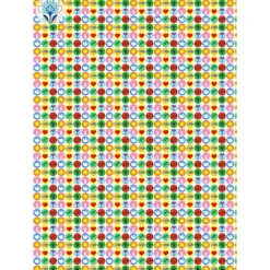 Geschenkpapier Christliche Symbole auf farbigen Punkten, 10 Papierbogen zur Kommunion + Konfirmation