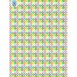 Geschenkpapier Christliche Symbole Weiß auf farbigen Punkten, 10 Papierbogen zur Kommunion + Konfirmation