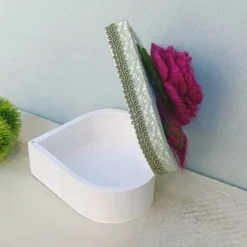 GESCHENKSCHACHTEL, AUFBEWAHRUNG, Holzherz, Filzblüte, Handmade, Geschenk Geburtstag, Muttertag,Schmuckaufbewahrung