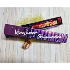 Geschenkschachtel für Schokoriegel – Handgemachte lila Geschenkverpackung