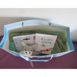 Geschenkset - Babydecke mit Spielzeug und Karte