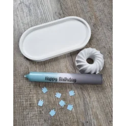 Geschenk-Set / Happy Birthday / Dekotablettr / Gugelhupf / Kerze dreifarbig