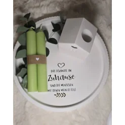 Geschenkset Einweihung, Umzug & Richtfest – Raysin Haus, Kerzen, Eukalyptus, Teller (21,5 cm)