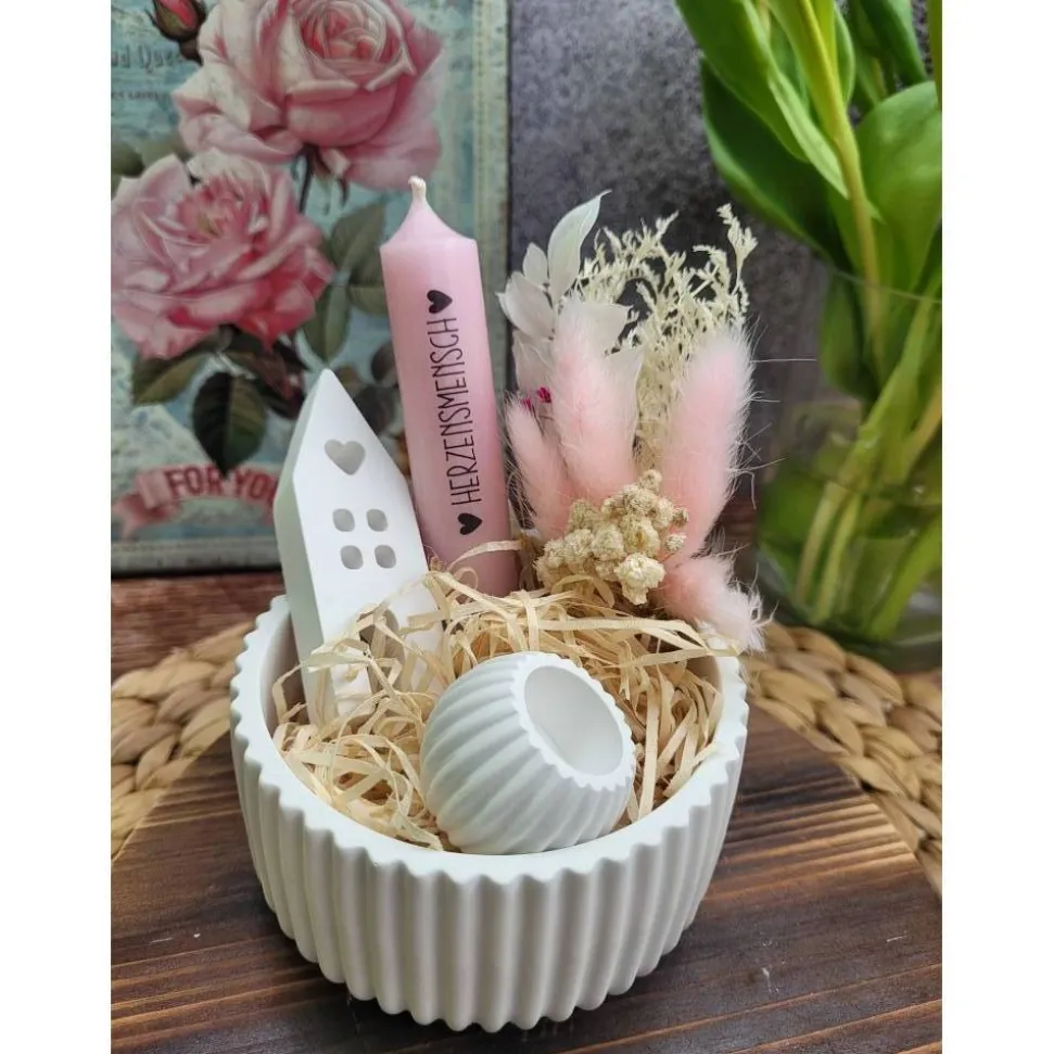 Geschenkset Geburtstag,Mitbringsel,Geschenkidee Geburtstag,Kerzenständer,Kerze mit Spruch,Muttertag,Geschenk Kollegen