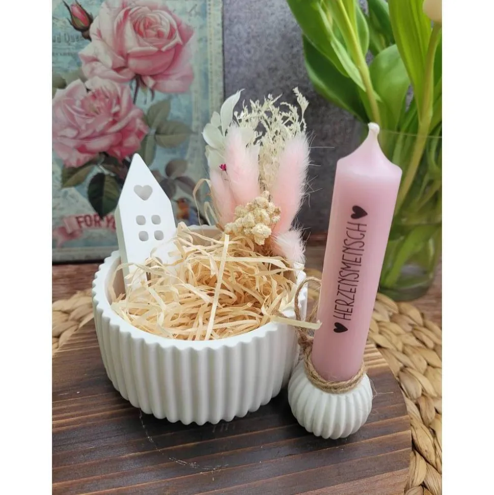 Geschenkset Geburtstag,Mitbringsel,Geschenkidee Geburtstag,Kerzenständer,Kerze mit Spruch,Muttertag,Geschenk Kollegen