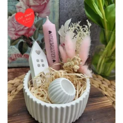 Geschenkset Geburtstag,Mitbringsel,Geschenkidee Geburtstag,Kerzenständer,Kerze mit Spruch,Muttertag,Geschenk Kollegen