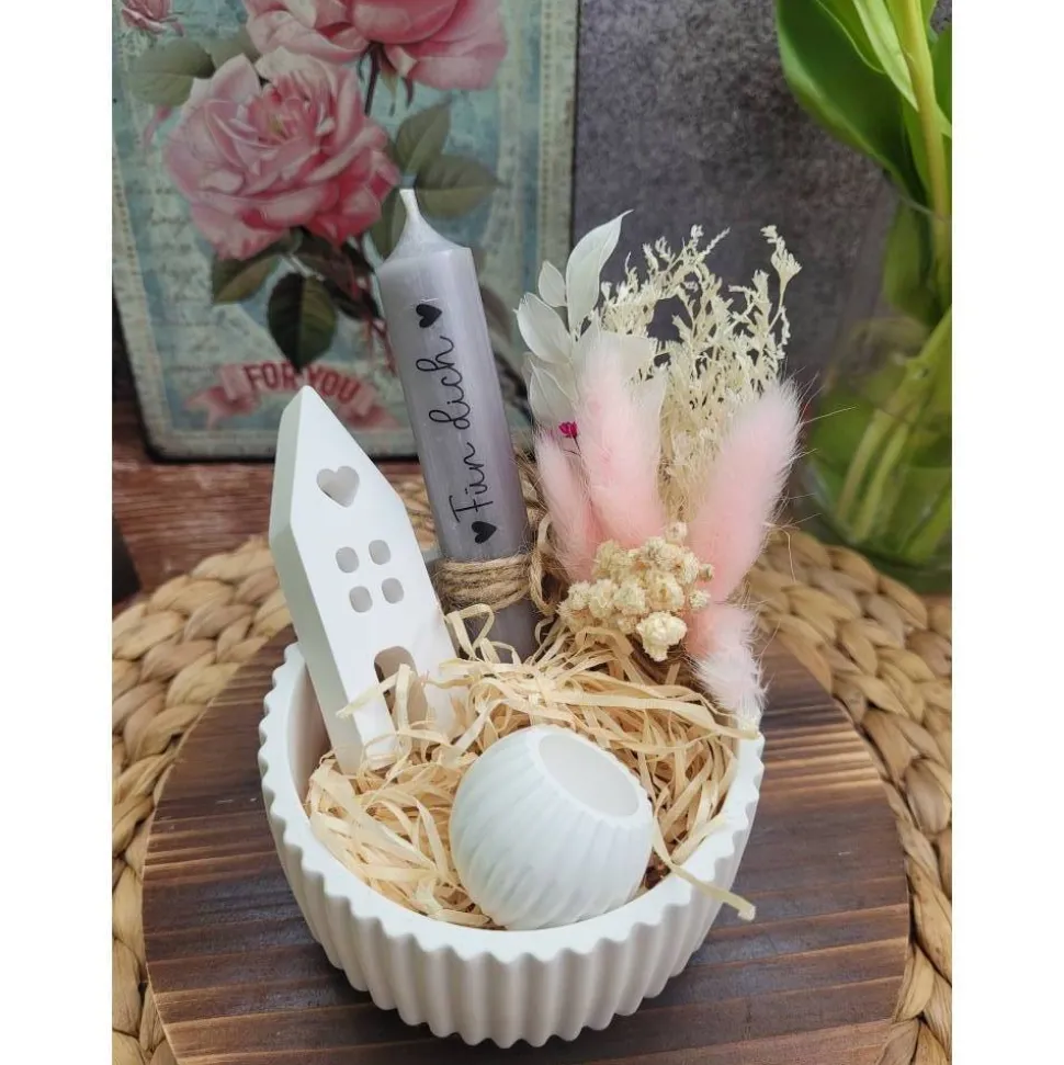 Geschenkset Geburtstag,Mitbringsel,Geschenkidee Geburtstag,Kerzenständer,Kerze mit Spruch,Muttertag,Geschenk Kollegen