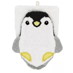 Geschenkset: Kinder Waschhandschuh "Pinguin" aus Bio-Baumwolle + Klar Kinderseife