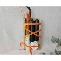 Geschenkset mit Blumenvase, Kerzenständer und Kerzen - dekoriert