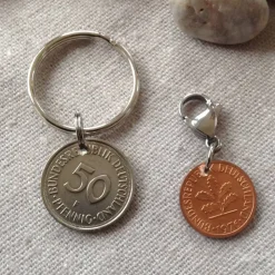 Geschenkset mit Glückspfennig und 50-Pfennig- Münze von 1976