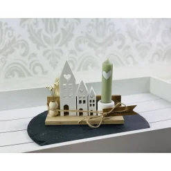 Geschenkset mit Lichthäusern und Trockenblumen – handgemacht aus Keraflott