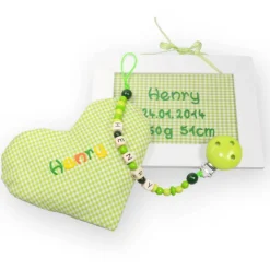 Geschenkset mit Namen Kinderzimmer best. Türschild Schnullerkette Wärmekissen - Geschenk zur Geburt Taufe Geburtstag ros