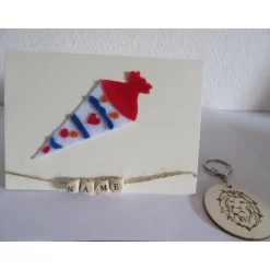 Geschenkset personalisiert - Einschulungskarte mit Schlüsselanhänger