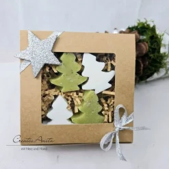 Geschenkset Seifen-Tannenbäume - Eisenkraut & Schneerose - Weihnachtsseife, Weihnachtsgeschenk - Florex Schafmilchseife