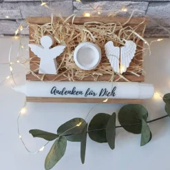 Geschenkset Trauer – Trostspendende Geschenkbox Andenken mit Kerze & Engel aus Raysin