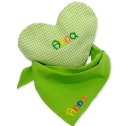 Geschenkset Wärmekissen + Halstuch mit Namen - Personalisiertes Geschenk für Babys Kinder mit Rapskissen Herz und Tuch